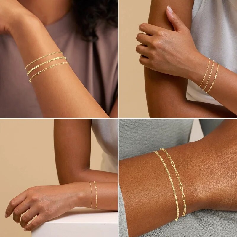 Dainty Gold Plated Stackable Bracelets